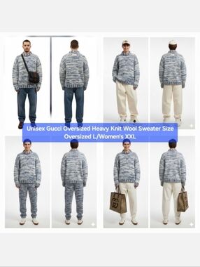 Unisex Gucci Oversized Heavy Knit Wool SweaterSize: Oversized L/Women's XXL